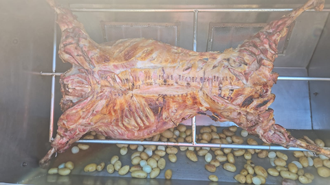 Lamb spitbraai prepared for an event